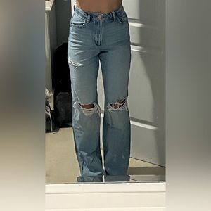 Garage wide leg ripped jeans